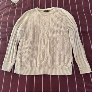 100% Cotton Cable Knit Cream Sweater | Nautica | XL